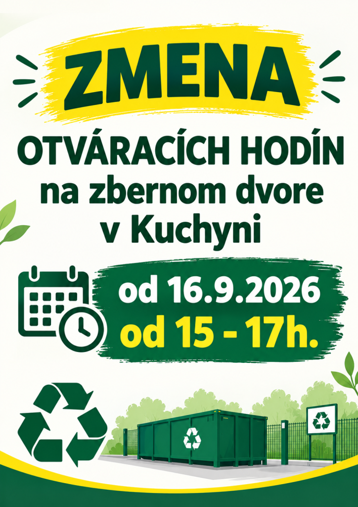 zmena otváracích dvor - zberný dvor